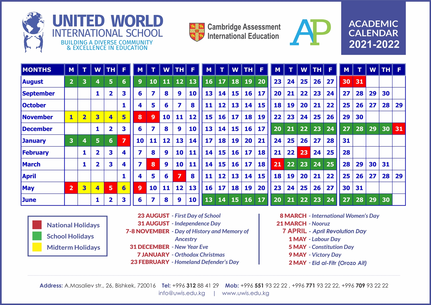Orthodox Calendar 2022 Uwis Academic Calendar 2020-2021 | United World International School